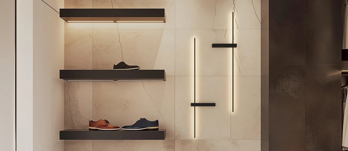 Just Black Line Shop Schuhgeschaeft Wandleuchte Design Leuchte